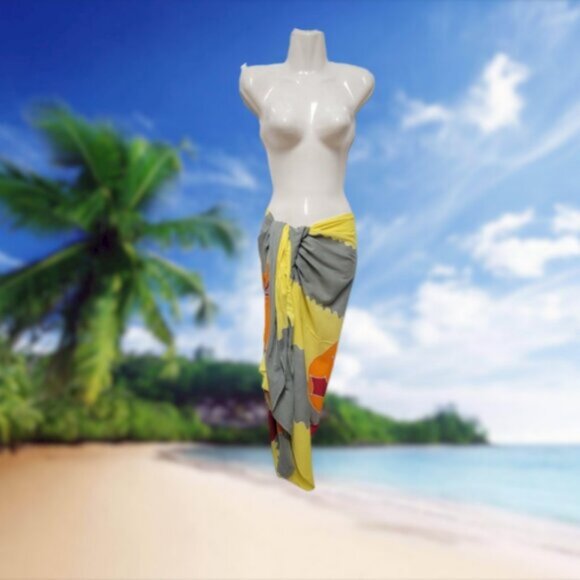 Womens Sarong Pareo Cotton Wrap HandPainted Batik Wrapskirt Beachwear -NEW - Picture 2 of 5